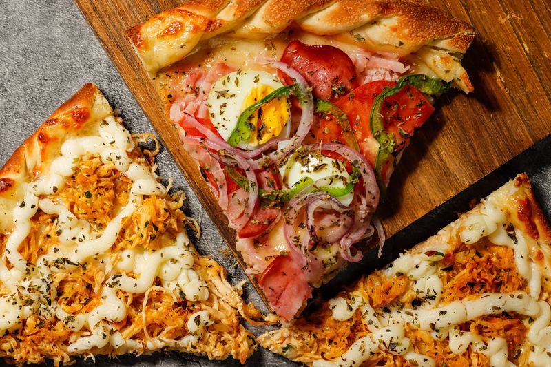 Hawaiian pizza with pineapple and ham